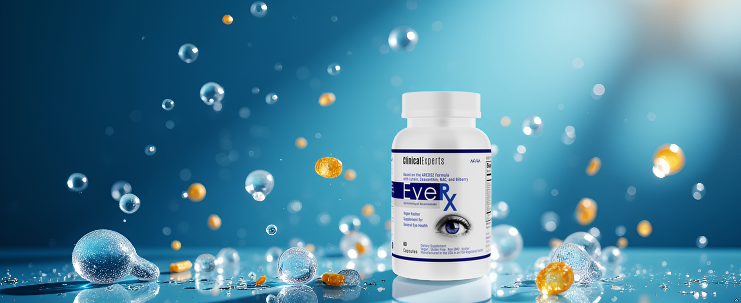 Navan EyeRx Antioxidant AREDS 2 Eye Vitamins & Minerals Supplement for General Eye Health by Clinical Experts - Lutein, Zeaxanthin, NAC, Bilberry, Zinc, Vitamin C - Kosher Certified, 60 Capsules