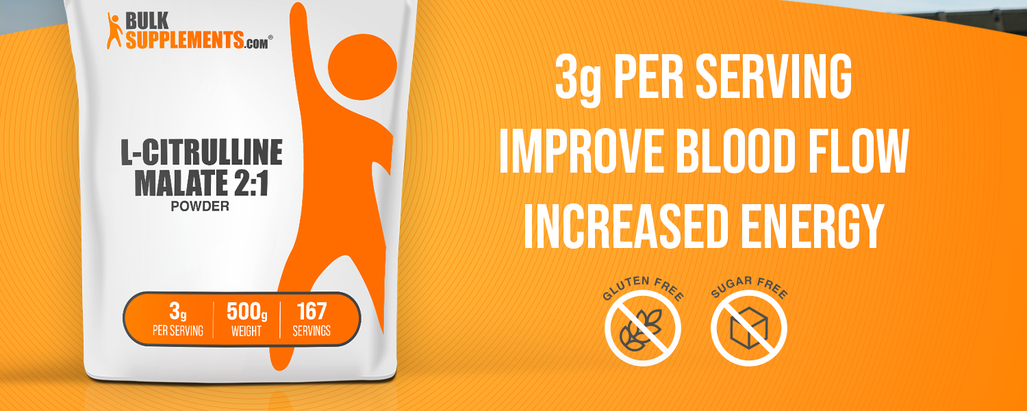 BulkSupplements.com L-Citrulline Malate 2:1 Powder - Nitric Oxide Boost, Citrulline Malate Supplement - Unflavored & Gluten Free - 3g per Servings, 500g (1.1 lbs) (Pack of 1)