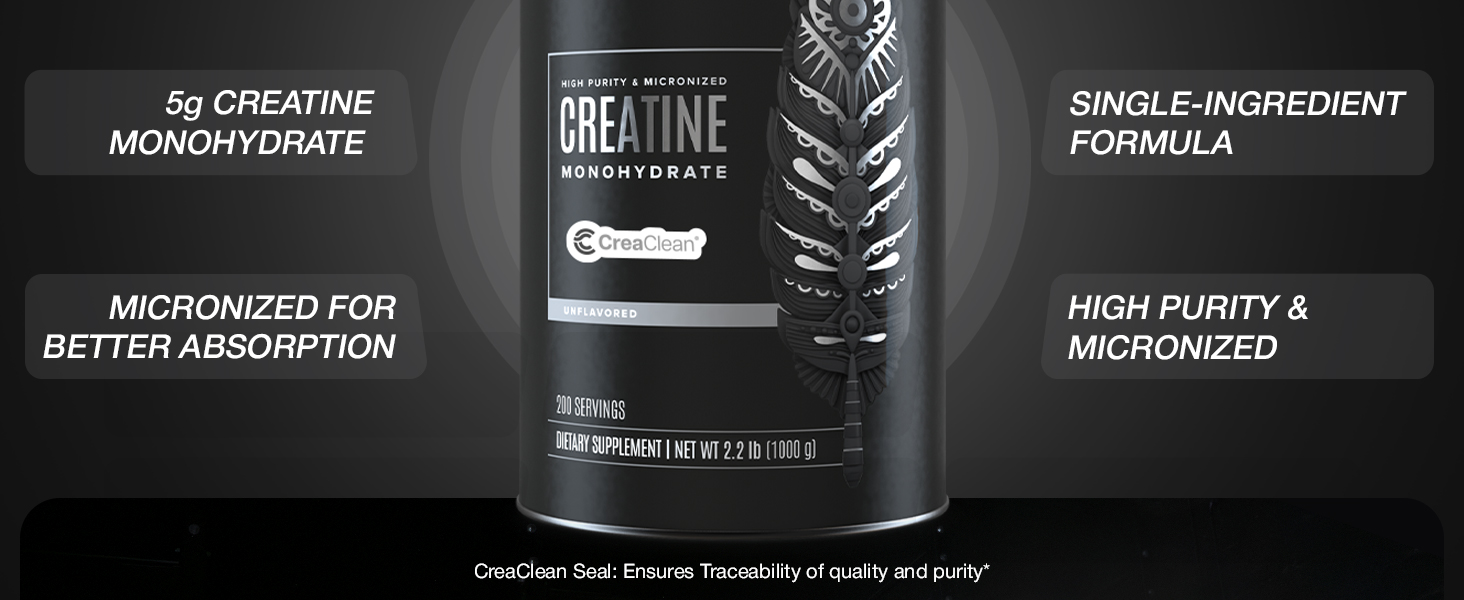 BIRDMAN Micronized Creatine Monohydrate Powder, Muscle Recovery, Caffeine Free, Creatine Pre Workout, Vegan, Post Workout, Gluten Free, Sugar Free | 200 Servings (5 Grams Each) | 2.2lb.