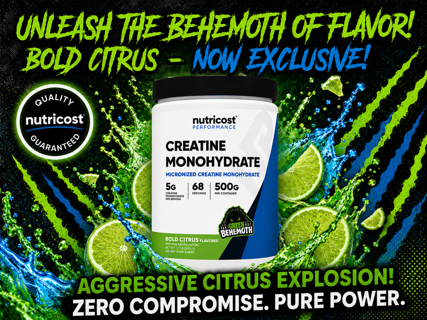 Nutricost Creatine Monohydrate Powder (Fruit Punch, 500 Gram)