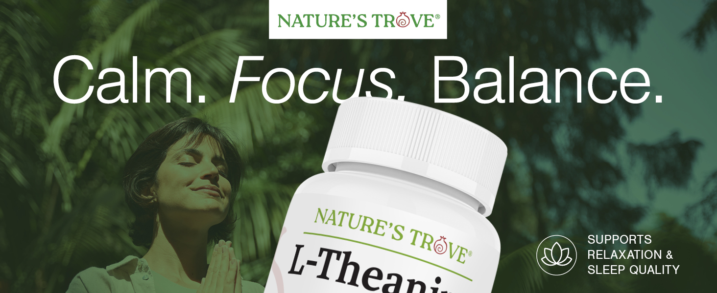 Nature's Trove L-Theanine 200mg Super Value Size - 365 Vegetarian Capsules