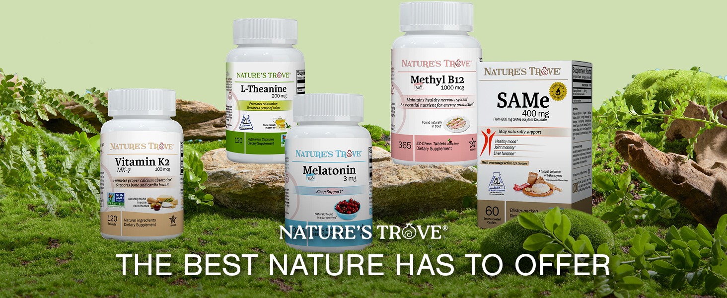Nature's Trove L-Theanine 200mg Super Value Size - 365 Vegetarian Capsules