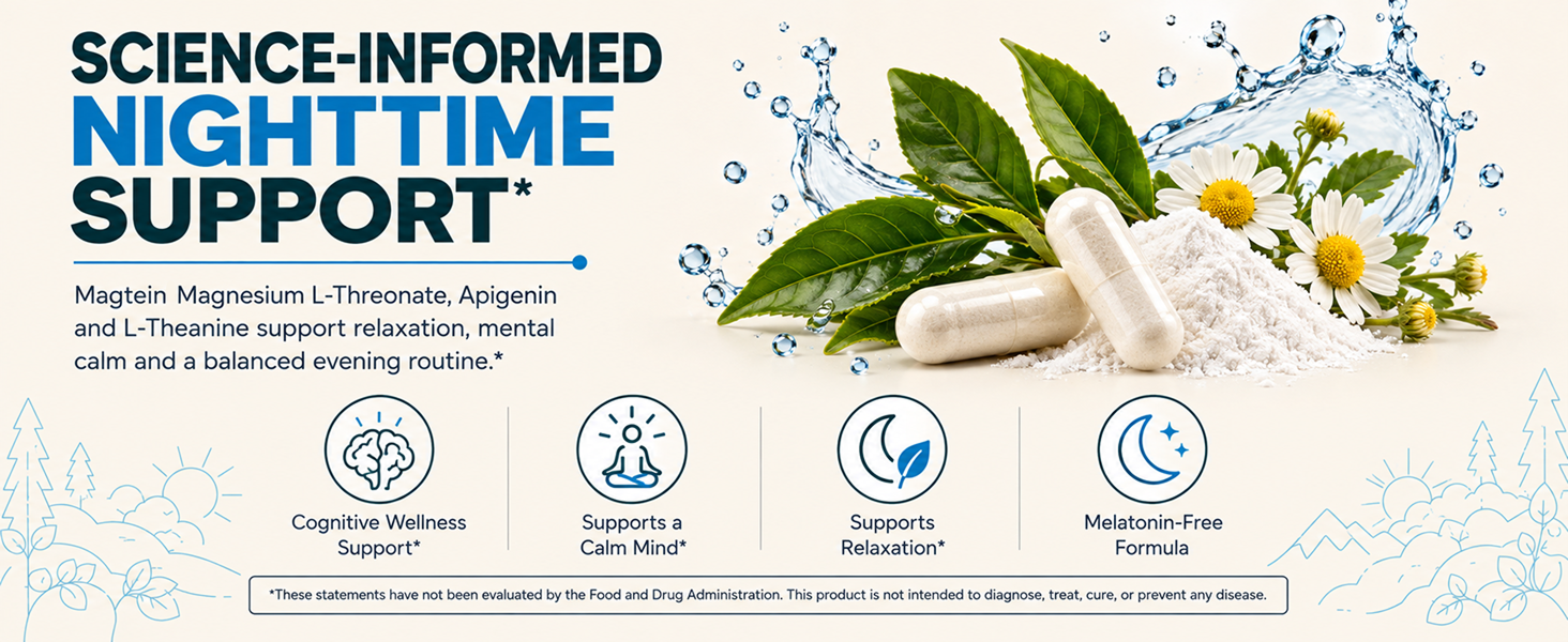 Magnesium L-Threonate, Apigenin & L-Theanine Sleep Complex, 120 Caps