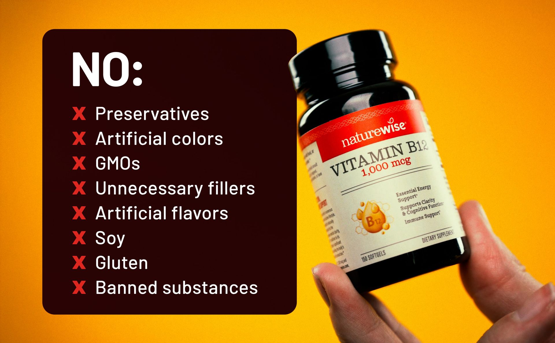 NatureWise Vitamin B12 1000 mcg - Dietary Supplement for Supporting Energy Metabolism, Mental Clarity, Nervous System Health - Easy-to-Swallow, Soy & Gluten-Free - 60 Softgels[60-Day Supply]