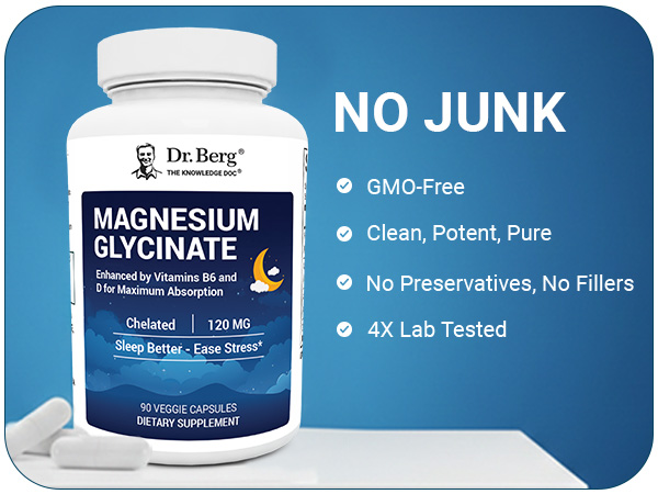 Dr. Berg Magnesium Glycinate 90ct – 4-in-1 Chelated for Muscle, Nerve, Sleep & Stress Support*– w/ D3, B6 & Zinc – 4X Lab-Tested – No Fillers – Formulated in USA, GMP-Certified