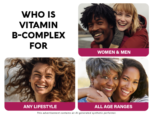 Vitamin B Complex for Men & Women - Methylated B-Complex & Vit B12 - 60Caps