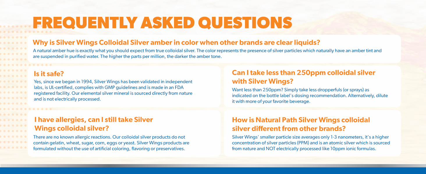 Natural Path Silver Wings Colloidal Silver Liquid - Enhanced Immune Support Supplement - 250ppm (1250mcg) - 8 fl oz