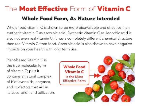 Organic Whole Food Vitamin C from Fruit + Absorption Enhancing Cofactors