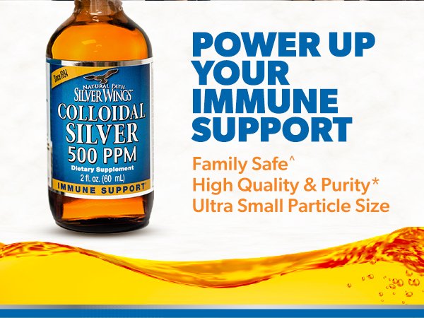 Natural Path Silver Wings Colloidal Silver - Extra Strength Liquid Immune Support Supplement - 500ppm (2500mcg) - 2 fl oz Dropper