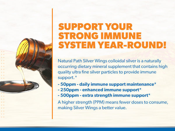 Natural Path Silver Wings Colloidal Silver - Extra Strength Liquid Immune Support Supplement - 500ppm (2500mcg) - 2 fl oz Dropper
