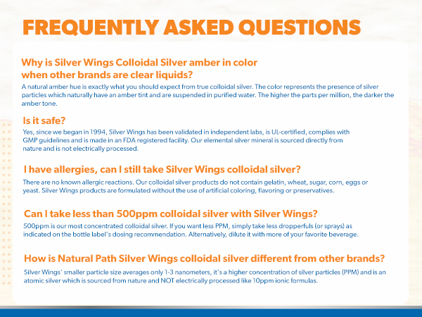 Natural Path Silver Wings Colloidal Silver - Extra Strength Liquid Immune Support Supplement - 500ppm (2500mcg) - 2 fl oz Dropper