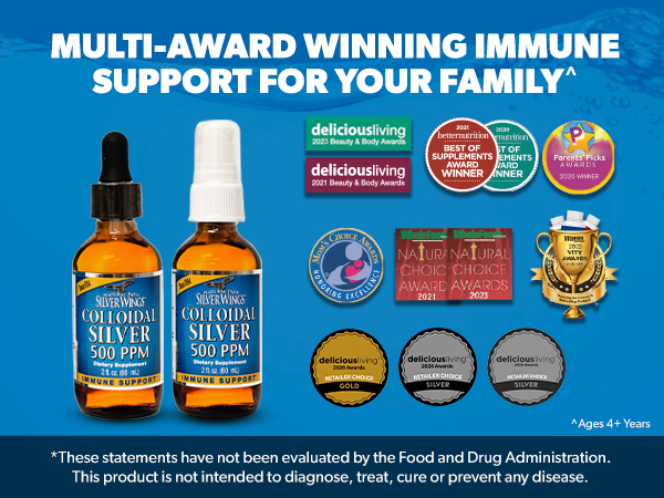 Natural Path Silver Wings Colloidal Silver - Extra Strength Liquid Immune Support Supplement - 500ppm (2500mcg) - 2 fl oz Dropper