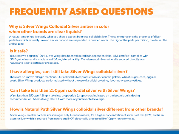 Natural Path Silver Wings Colloidal Silver Liquid - Enhanced Immune Support Supplement - 250ppm (1250mcg) - 16 fl oz