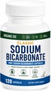 Bicarbonato de sódio clássico 650mg Uso orgânico natural Bicarbonato de sódio Pílulas em pó Comprimidos de bicarbonato de sódio (caps) Alcalinidade ácido do estômago 120caps