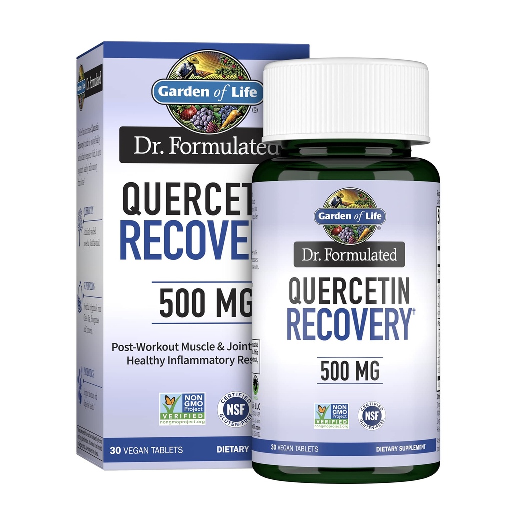 Jardim da Vida Quercetin Pós de recuperação do treino com Zinco, Turmérica e Chá Verde – Dr Formulado – Resposta Inflamatória Saudável e Apoio Conjunto - Glúten livre e não OGM – 30 Comprimidos