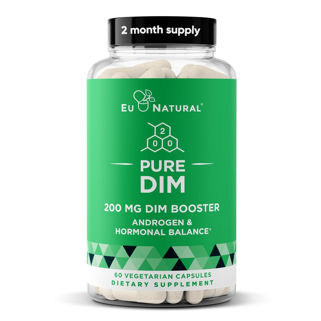 DIM Suplemento Puro 200 Mg para mulheres ou homens – Estrogênio Hormônio Suplemento de equilíbrio para a energia, fadiga, estresse, menopausa, flashes quentes – Bioperine melhor biodisponibilidade – 60 cápsulas macias Vegan