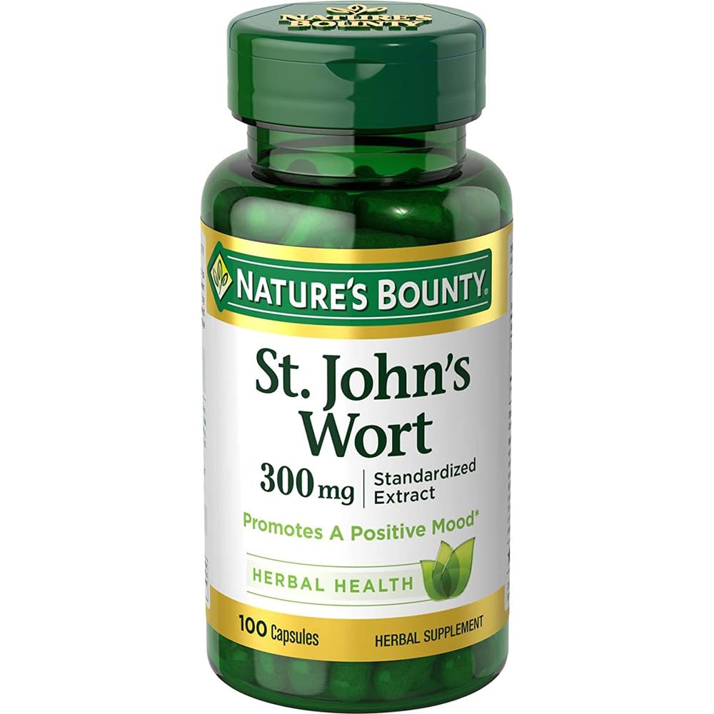 Natureza Bounty St. John's Wort Pills and Herbal Health Supplement, 300mg, 100 Cápsulas