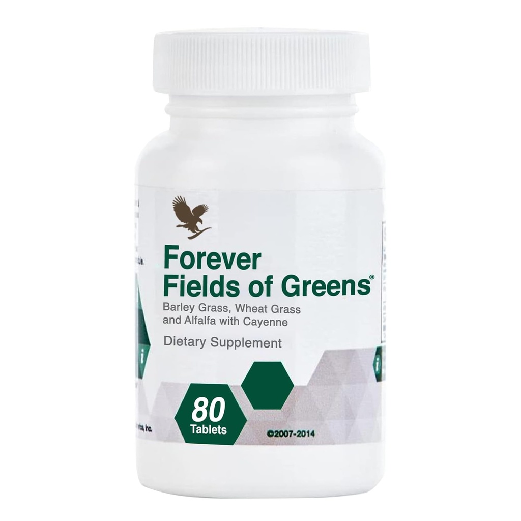 Para Sempre Viver - Campos de Verdes, Suplemento Verde Superalimentar com Grama de Cevada, Erva de Trigo e Alfalfa para Limpeza e Alcalização, 80 Comprimidos