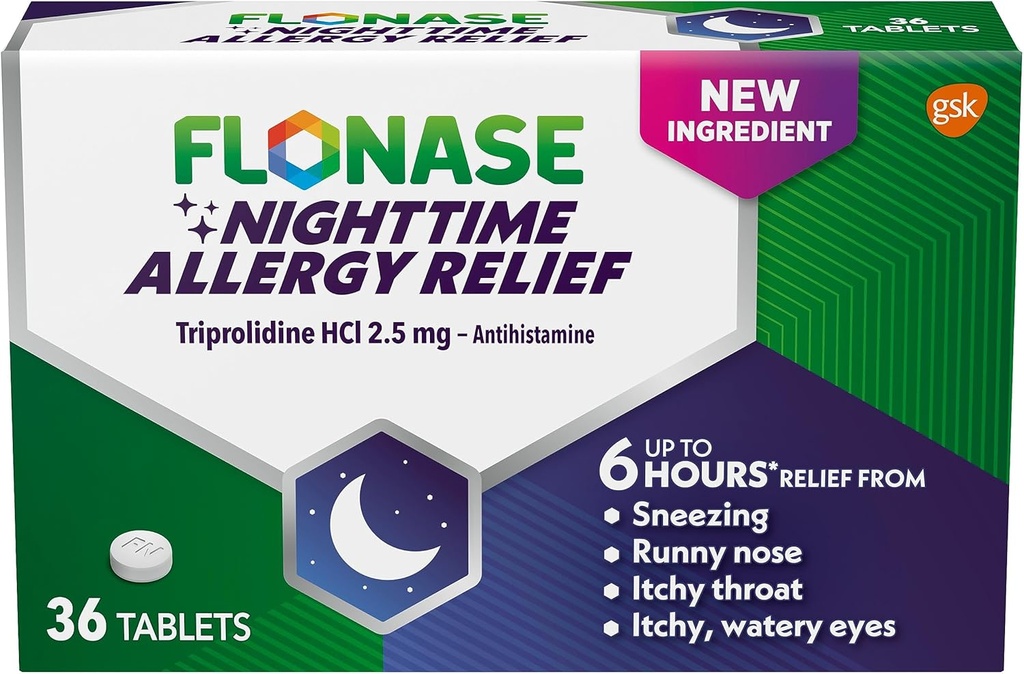 Comprimidos de Alergia Flonase Nighttime, até 6 horas de Medicina de Alergia - 36 comprimidos revestidos