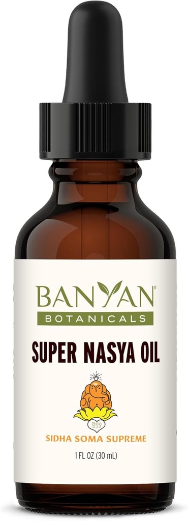 Banyan Botanicals Super Nasya Oil – Herbal Nasal Oil Drops com rosa e sândalo – acalma as passagens nasais e suporta respiração saudável* – 1 oz – Não-GMO, química livre, cruelty livre