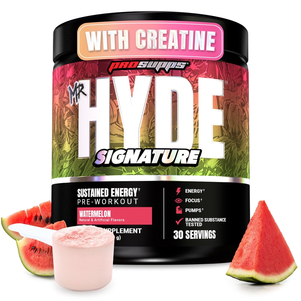 PROSUPPS Sr. Hyde assinatura pré-treino em pó com Creatina, Beta Alanine & Cafeína - Desempenho, Energia e Endurance - Clean Fitness & Gym Supplements for Men & Women (Watermelon, 30 Servings)
