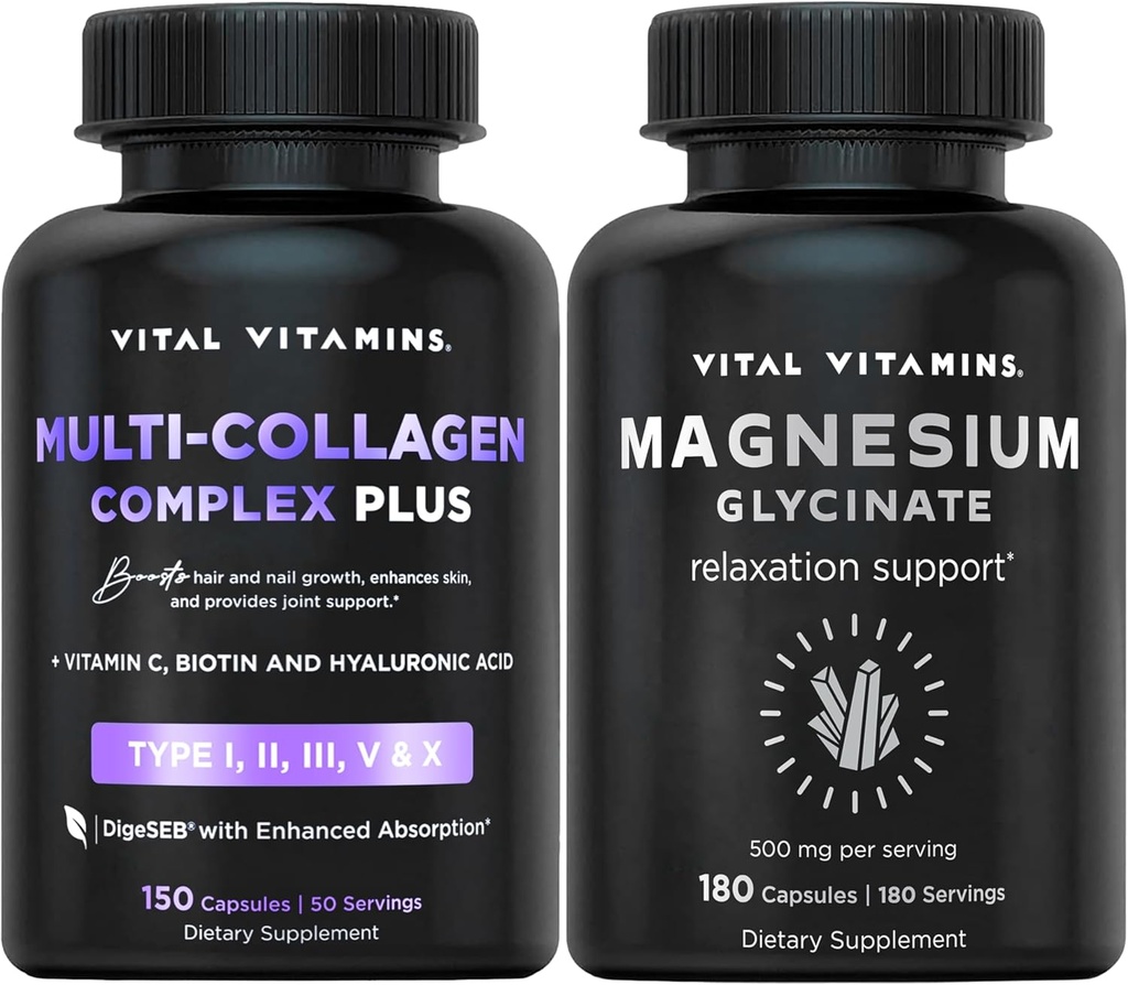 Cápsulas Vitaminas Vitais Multi Colágeno Plus + Cápsulas de Glicenato de Magnésio