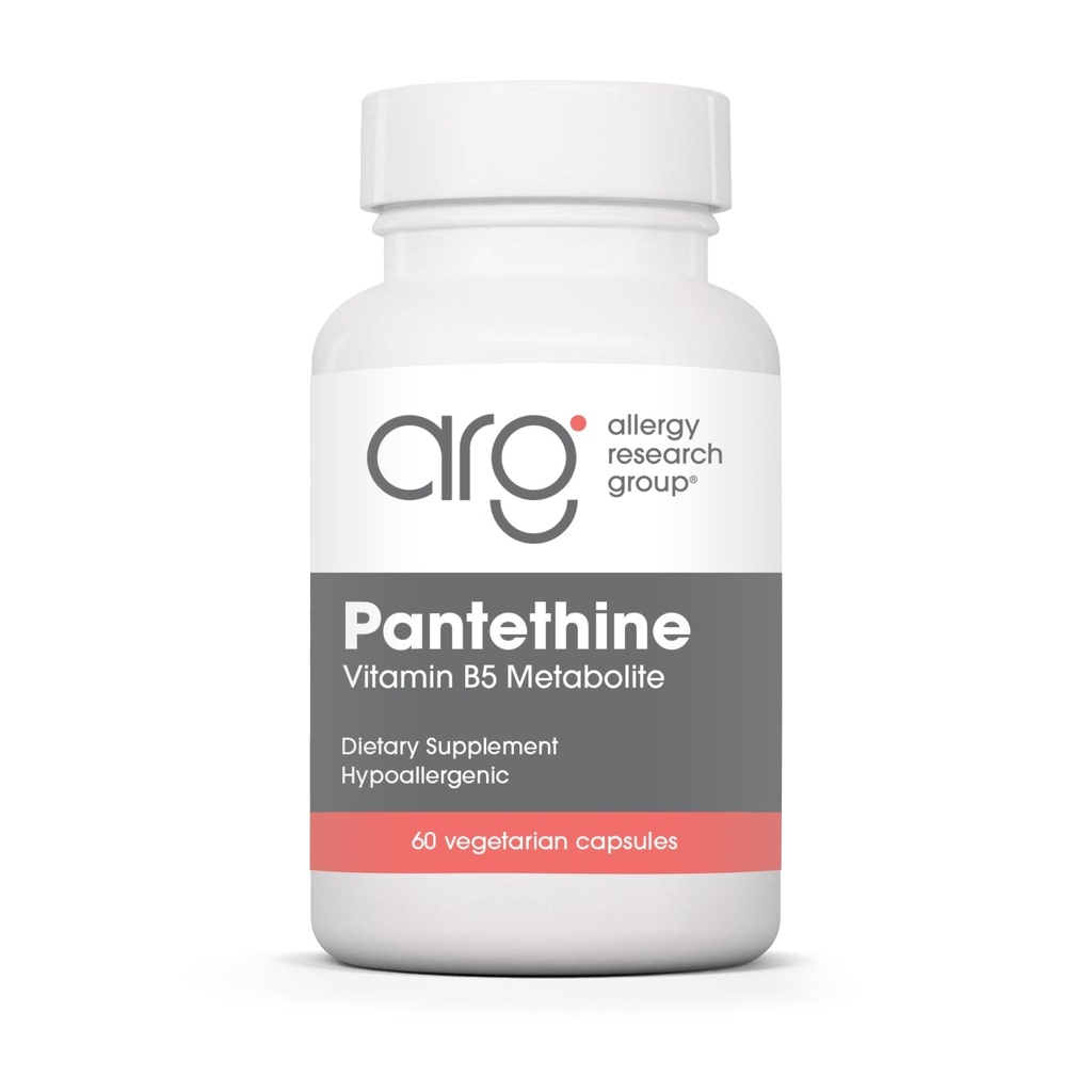 Grupo de Pesquisa em Alergia Suplemento Pantetina - Vitamina B5, Ácido Pantotênico, Apoio ao Metabolismo, Suporte Fígado, Suplemento Cardiovascular, Coenzima A, 660mg Cápsulas Vegetarianas - 60 Contagem