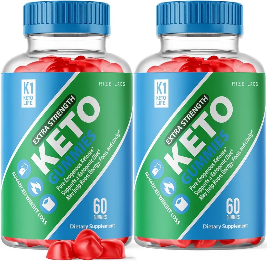 Laboratórios de rize - K1 Keto Life Gummies Força extra avançada (120 Gummies) (Pacote de 2)