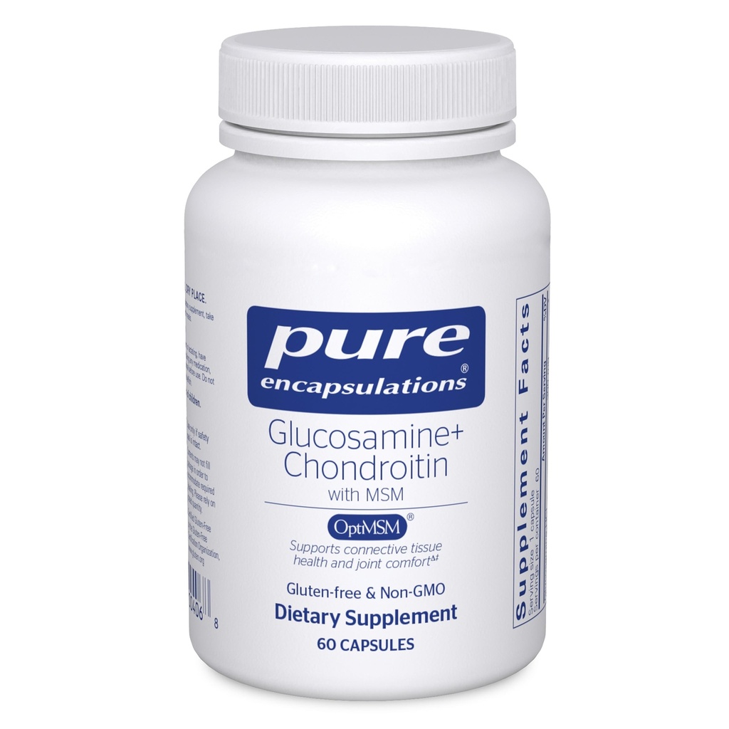 Encapsulamentos puros Condroitina de Glucosamina com HSH - Suporta formação de saúde conjunta e cartilagem normal* - Mantém a atividade da enzima - Gluten-Free & Non-GMO - 60 Cápsulas