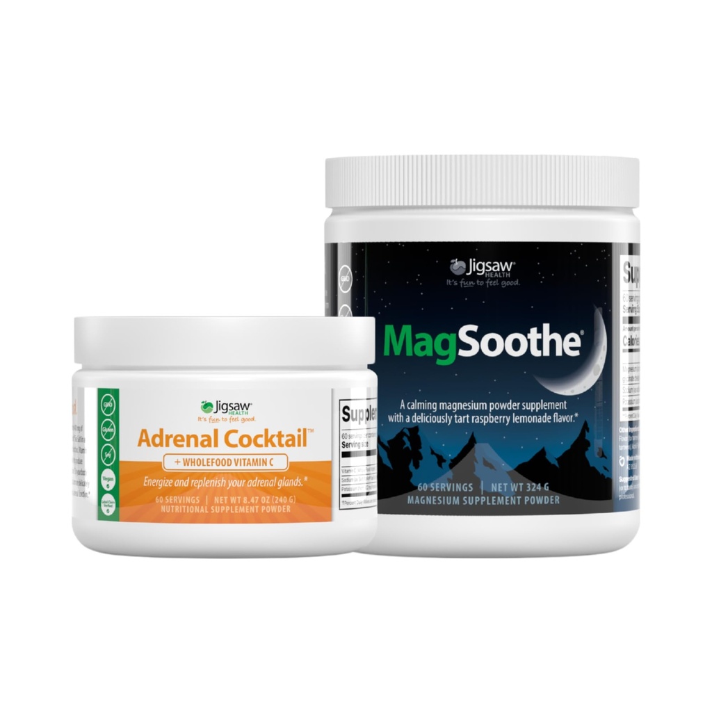 Jigsaw Health Bundle □ Cocktail Adrenal, 60 Servings (Jar) e MagSoothe (Limonada de Framboesa), 60 Servings (Jar)
