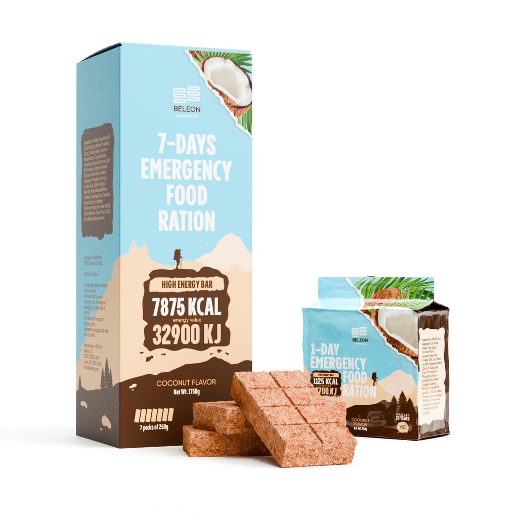 Fornecimento de alimentos de emergência MRE - 7 dias Coco Biscuit Bares MRE Refeições Militares 2024 Kit de sobrevivência - 20 anos de vida de prateleira Camping suprimentos de caminhada