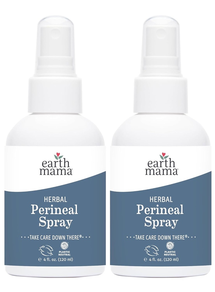 Terra Mama Herbal Perineal Spray □ Seguro para a recuperação da gravidez e pós-parto, Hazel Bruxa Natural spray de refrigeração para cuidados femininos após o nascimento Essenciais, Sem Benzocaína ou Butano, 4-Fl oz (2-Pack)