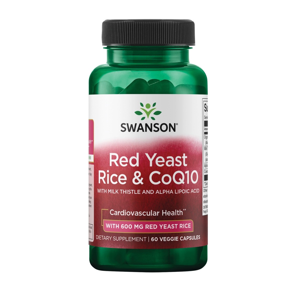 Swanson tradicional Red Yeast Rice & CoQ10 com cardo de leite e alfa ácido lipoico 60 Veg Cápsulas