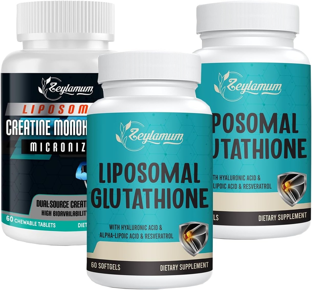 Glutationa Softgels lipossomais - 120 Softgels + Creatina Mono-hidratada Micronizada - 60 Condes