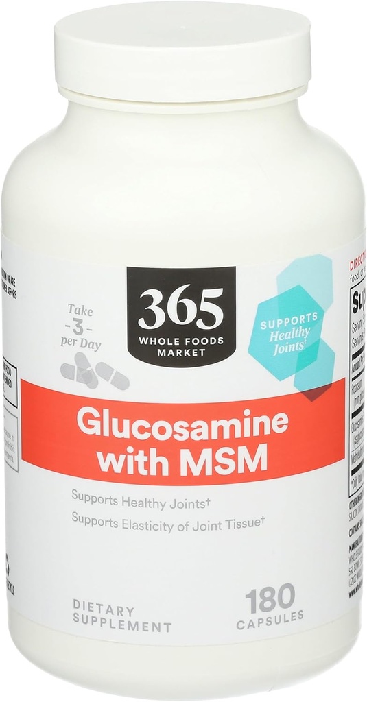 365 por mercado inteiro de alimentos, glucosamina com MSM, 180 Cápsulas