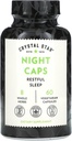 Cristal Star Night Caps Suplemento natural de ajuda ao sono (60 cápsulas) – Ervas não-habit formando – Raiz Valeriana, Kava & Paixão Flor – Não-GMO