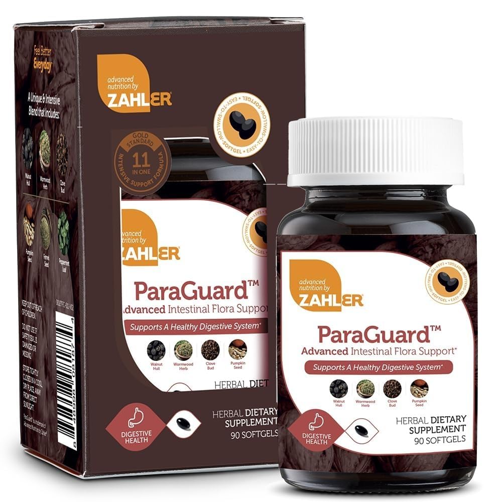 Zahler - ParaGuard Cleanse Softgels - Gut Health Detox Supplement - Fórmula tem Wormwood, Bolbo de Alho, Sementes de Abóbora, Clove & More - Natural Cleanse Detox para Humanos - Certificado Kosher (90)
