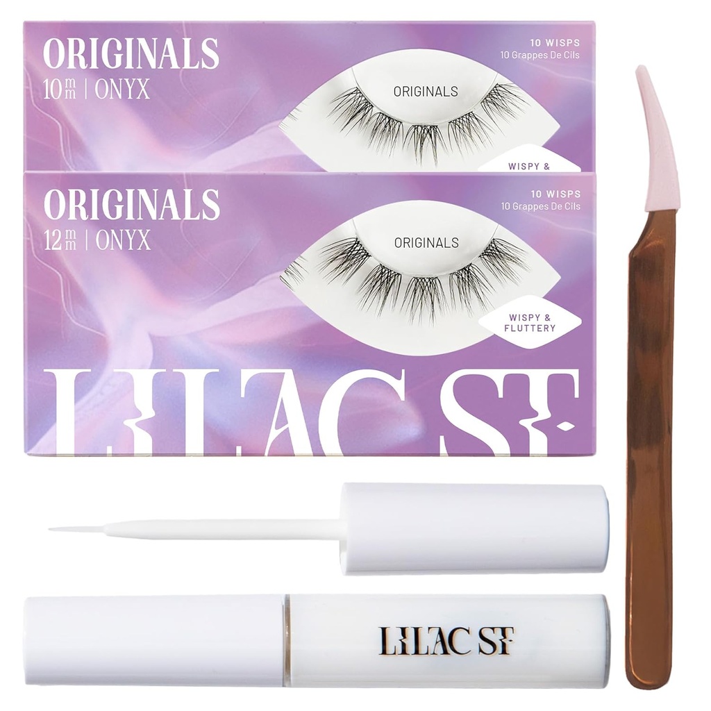 Lilac St - Originals Starter Kit - Inclui Clusters de cílios de faux natural (10mm e 12mm), Lash clara cola, & Lash aplicador - leve & Lifelike - Dura 10 dias - Cruelty Free, Vegan - 20 chicotadas