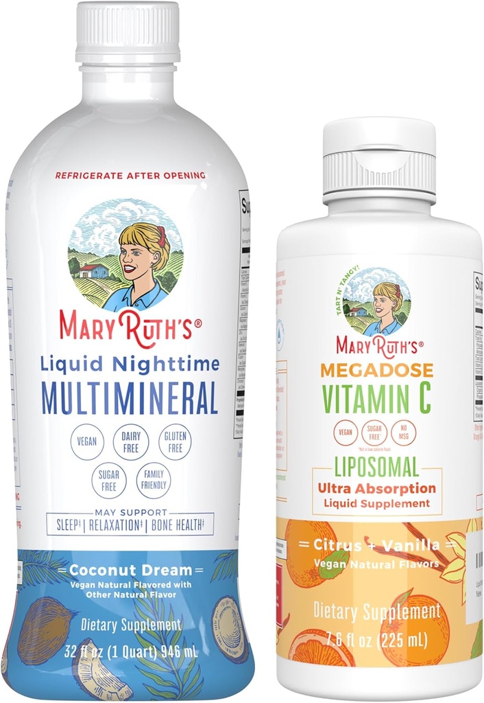 MaryRuth’s Nighttime Multimineral (Coconut) & Vitamina C Liposomal (Citrus & Vanilla)