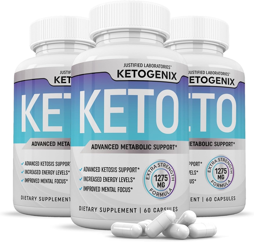(3 Pack) Ketogenix Keto Pills 1275MG Nova e melhorada fórmula contém maçã Cider Vinagre Extra virgem azeite em pó Folha de chá verde 180 Cápsulas