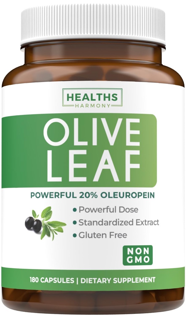 Super força Olive Leaf Extract Cápsulas - Vegan Non-GMO 750mg Extrato de Olive com 20% Oleuropein Antioxidante Suplemento para Imunidade Pele e Coração Saúde Suporte - Made in the USA (6 Month Supply)
