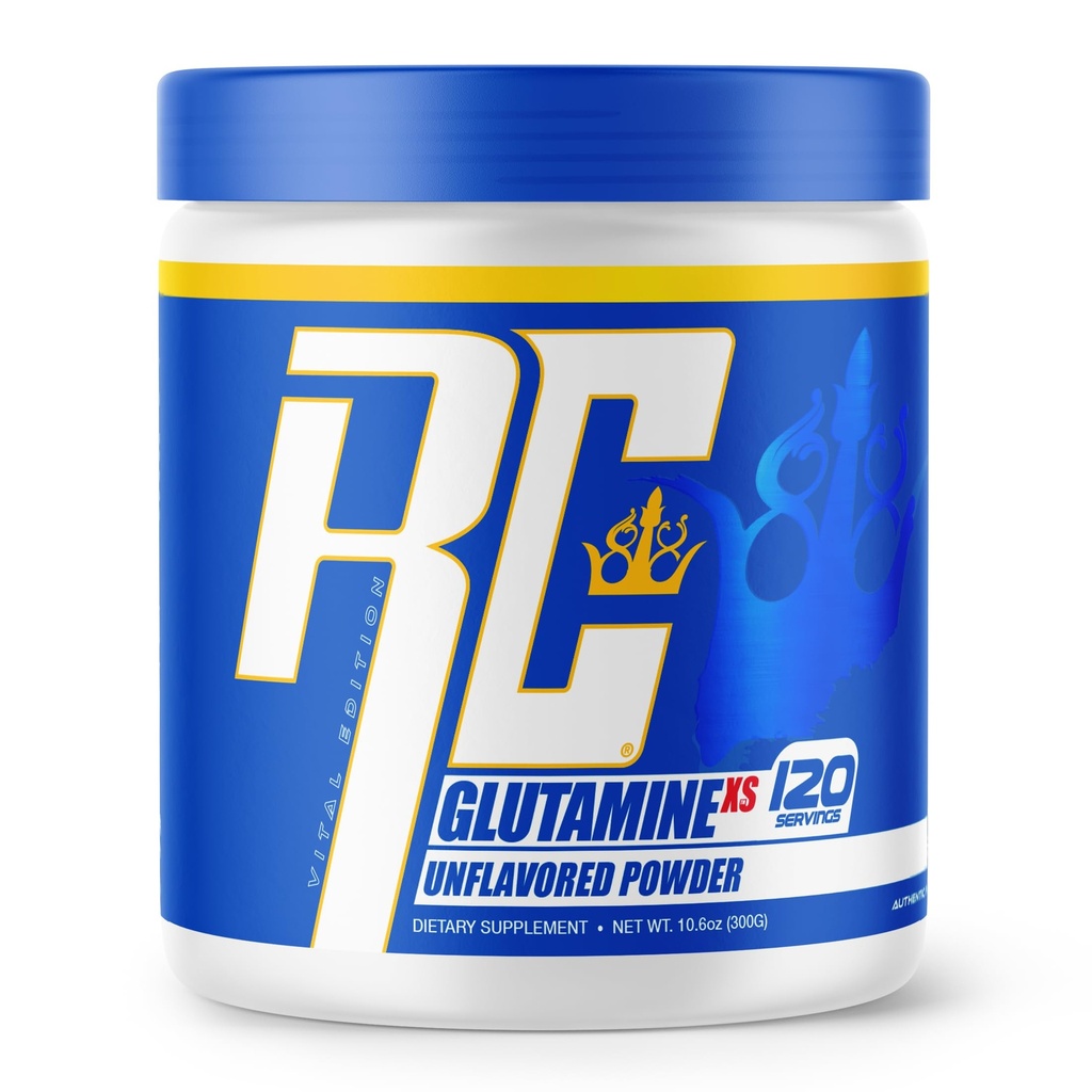 Ronnie Coleman assinatura série Glutamina pó, Suplemento para pós-treino de recuperação muscular, Suplementos com L-Glutamina para homens e mulheres, Apoio de força, Mix bebida sem sabor, 120 Servings