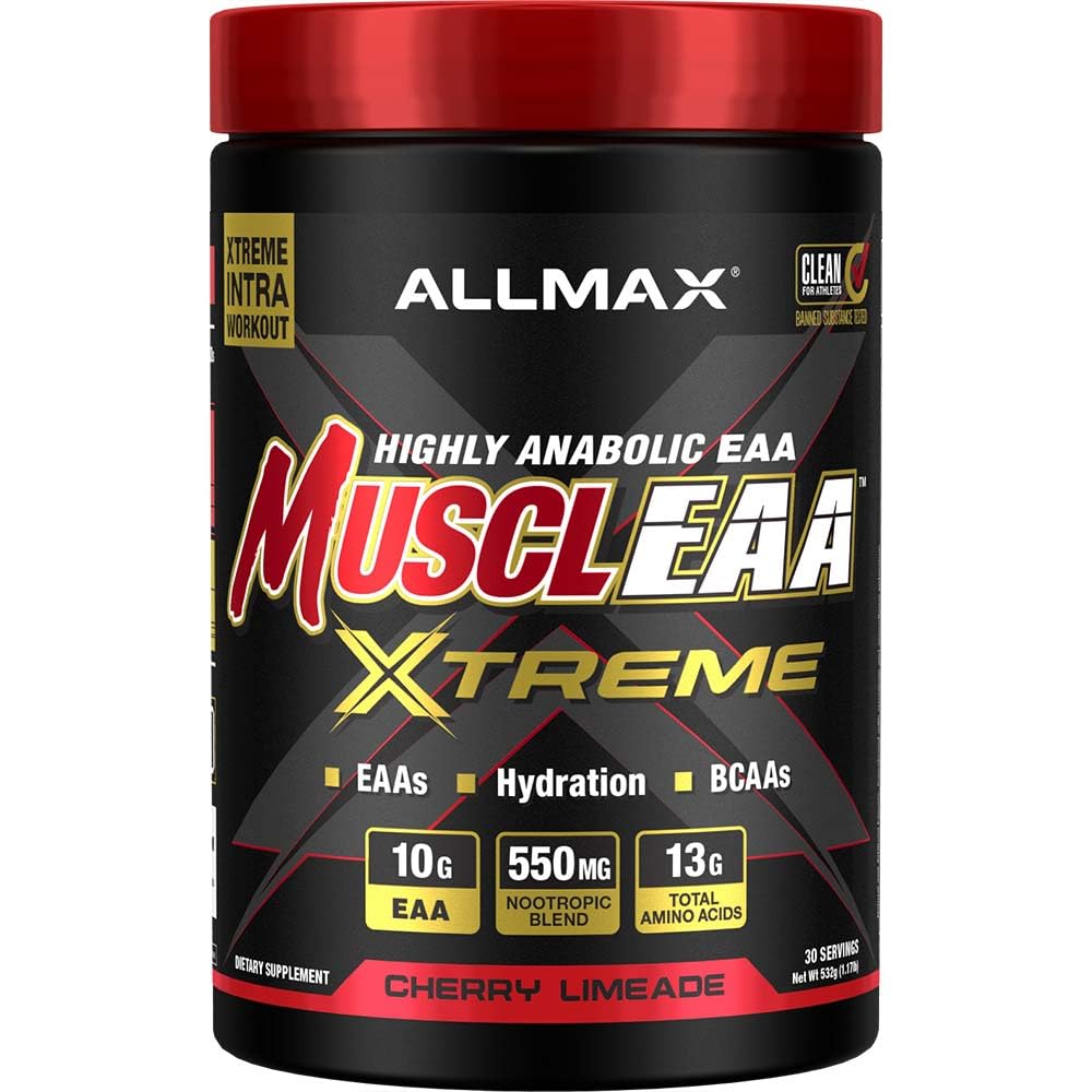 ALLMAX MUSCLEAA Xtreme, Limeade de Cereja - 532 g Pó - Fornece EAAs, BCAAs e Hidratação - Até 30 Servings