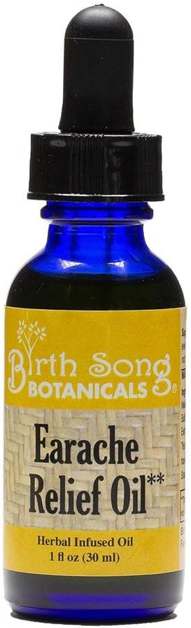 Canção do nascimento Botânicas Óleo de ouvido de ervas, Gotas naturais da orelha, Misturado com alho e mullein Flores, para Nadadores e remoção de cera Crianças, Adultos, Bebê, 1 oz garrafa