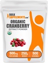 BulkSuplements.com Extrato de cranberry orgânico em pó - cranberry orgânico saboreando pó, Fonte de Vaccinium Macrocarpon Fruit - Vegan & Gluten Free, 500mg por serviço, 250g (8.8 onças) (Pacote de 1)