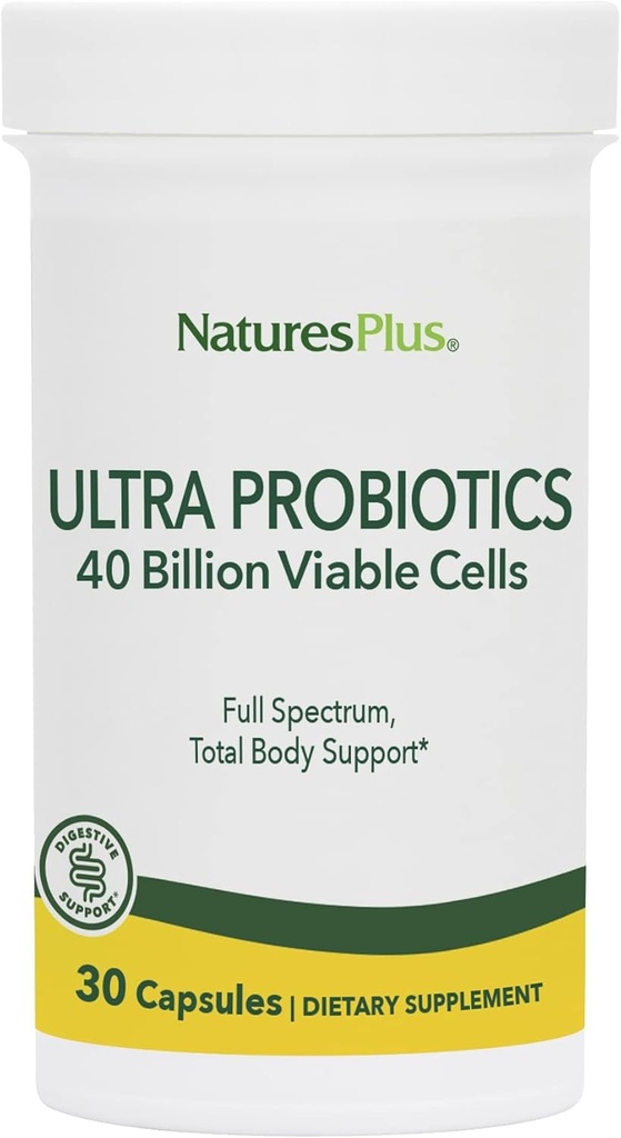 NaturesPlus Ultra Probióticos - 30 Cápsulas Vegan - Espectro completo Apoio total do corpo - Inclui Prebiótico Acai - 30 Servimentos