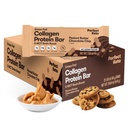 Perfect Keto Colagen Protein Bar, Glúten Free Grass Fed Colágeno + MCT Óleo, Baixo Carbo, Sem açúcar adicionado, Lanches de alta proteína, Keto Diet Foods, 13g Protein, 18g Fat, 3g Net Carbs, Peanut Butter Chocolate Chip, 12 Bares