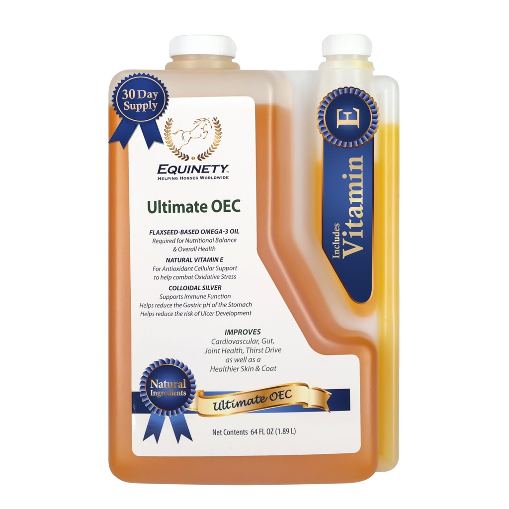 Ultimate OEC Horse Supplement – Ómega 3, Vitamina E, Óleo de linhaça para cavalos – Defesa do casaco, apoio conjunto e casco – Vet-Aprovado Equino Óleo para Peso Saudável, Músculo e Recuperação