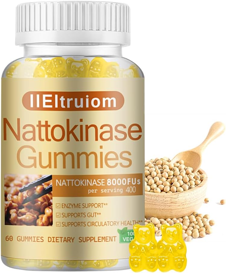 Nattokinase Suplemento 8,000 FU (400mg) Por serviço, Hawthorn & Beet Root Extract, Nattokinase Gummies tradicional Natto Extract Fonte, 60 Condes