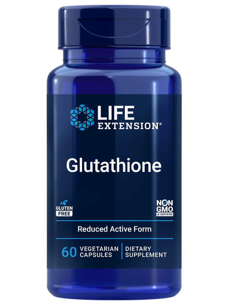 Extensão da Vida Glutationa 500 mg – Cápsulas de Glutationa, Suplemento Antioxidante, Estresse Oxidativo, Forma Reduzida Activa – Sem Glúten, Não-GMO, Vegetariano – 60 Cápsulas
